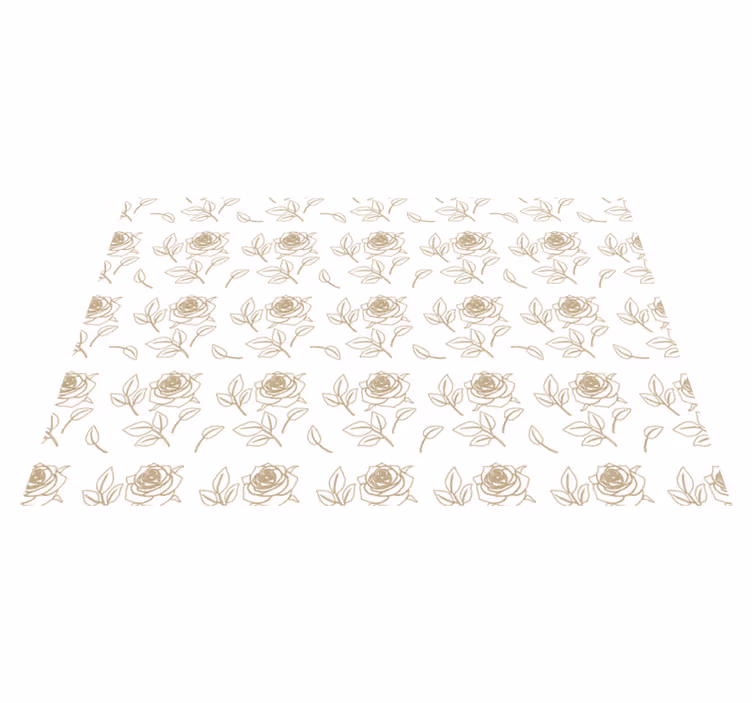 Vinyl teppich blumen mit detailliertem rosenmuster auf beigem hin - TenStickers