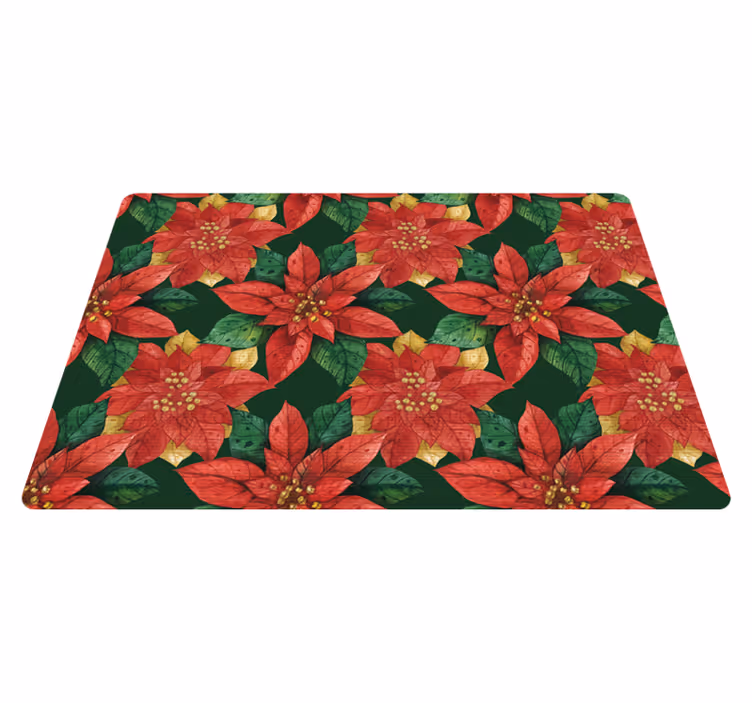 Vinyl teppich blumen mit schönem weihnachtsmuster rot und grün - TenStickers