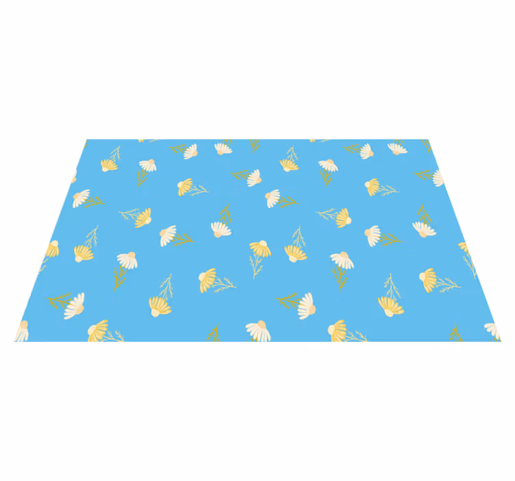 Vinyl teppich blumen mit gänseblümchen muster blau - TenStickers