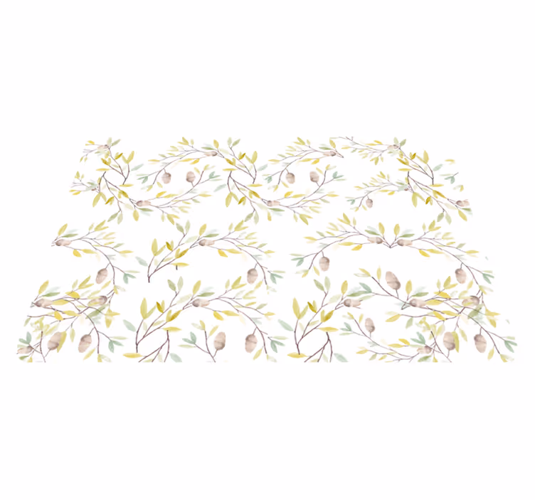 Vinyl teppich blumen im original aquarell blattmuster - TenStickers