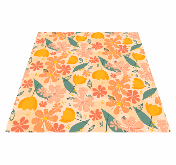 Vinyl teppich blumen mit bunten vintage-blättern - TenStickers