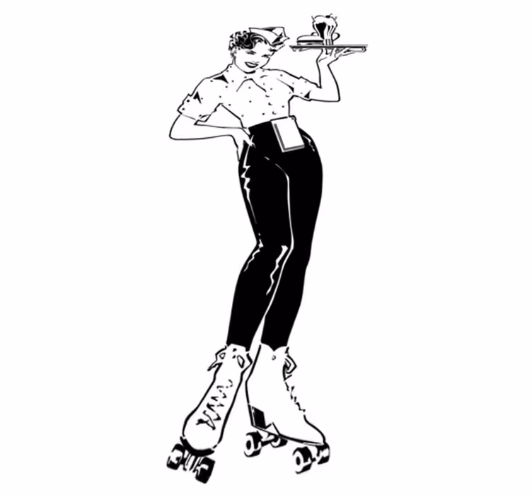 Vinyl teppich küche im vintage kellnerin stil - TenStickers
