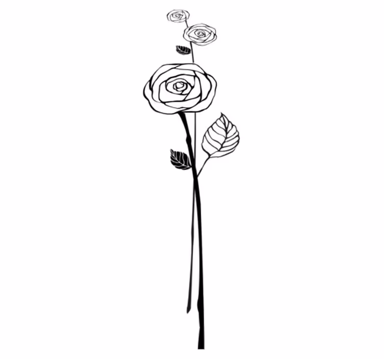 Vinyl teppich küche mit schwarz-weißen rosen - TenStickers