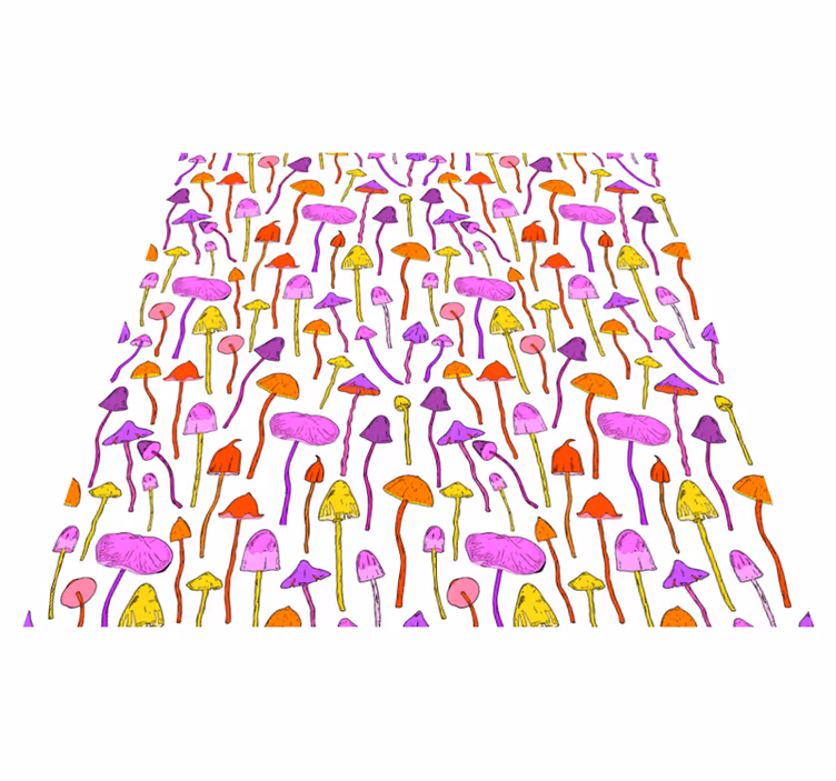 Vinyl teppich esszimmer mit psychedelischem pilzmuster - TenStickers