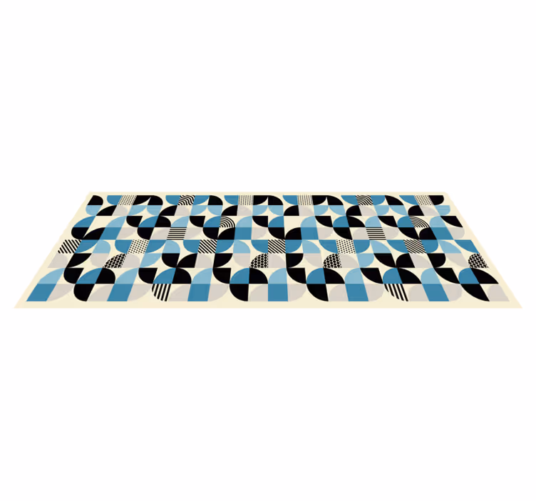 Vinyl teppich esszimmer im retro blauen bauhaus design - TenStickers