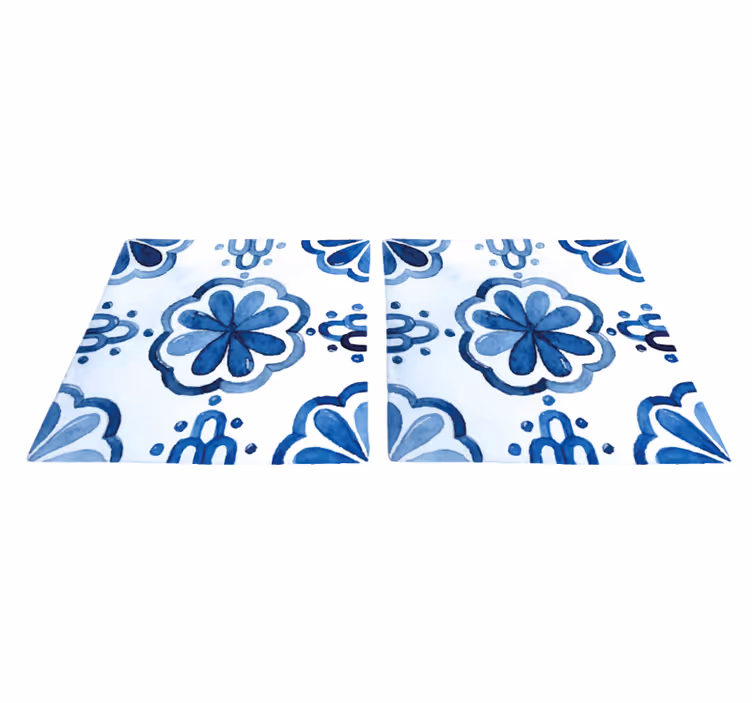 Vinyl teppich esszimmer mit floralen zementfliesen-mustern - TenStickers