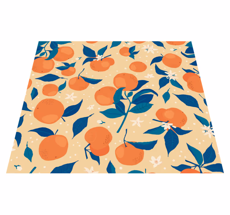 Vinyl teppich küche mit orangemuster - TenStickers