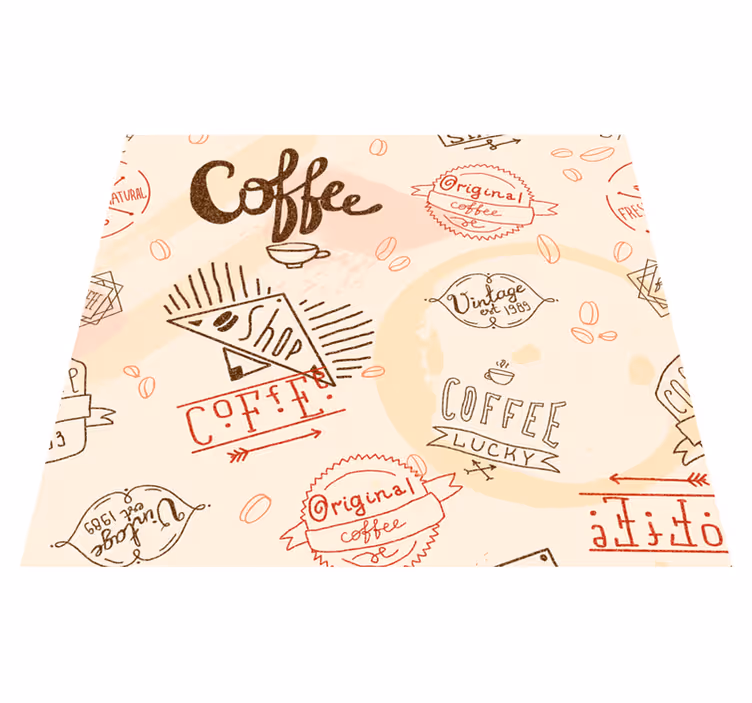 Vinyl teppich küche mit kaffee-icons - TenStickers