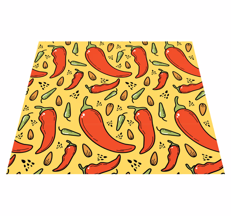 Vinyl teppich küche rot und grün chili - TenStickers