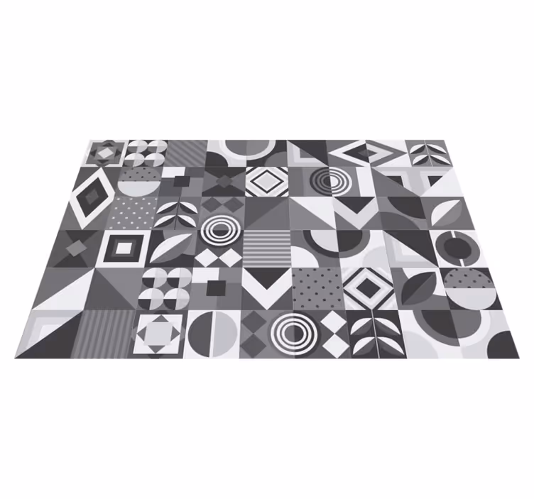 Vinyl teppich bad in grauen geometrischen fliesen - TenStickers