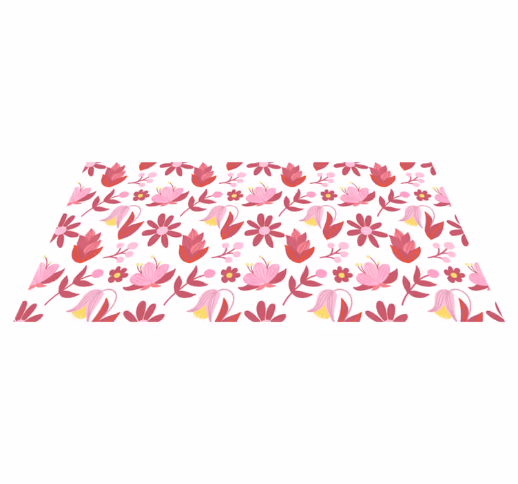 Vinyl teppich blumen in rot polnischer volkskunst - TenStickers