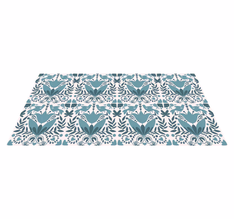 Vinyl teppich blumen mit blauem vogel-muster - TenStickers