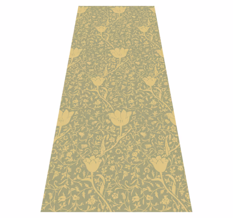 Vinyl teppich blumen in goldgrünem, zartem muster - TenStickers