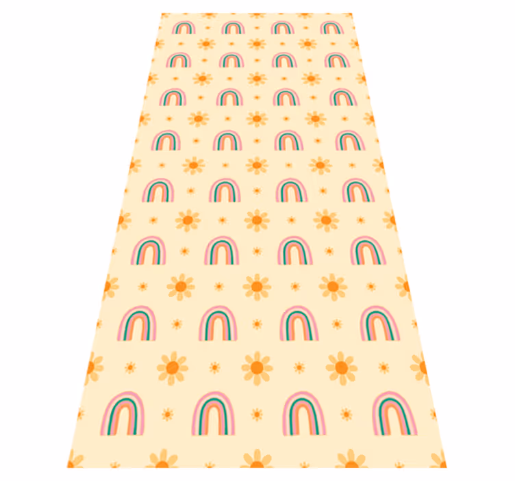 Vinyl teppich blumen blumen und regenbögen - TenStickers