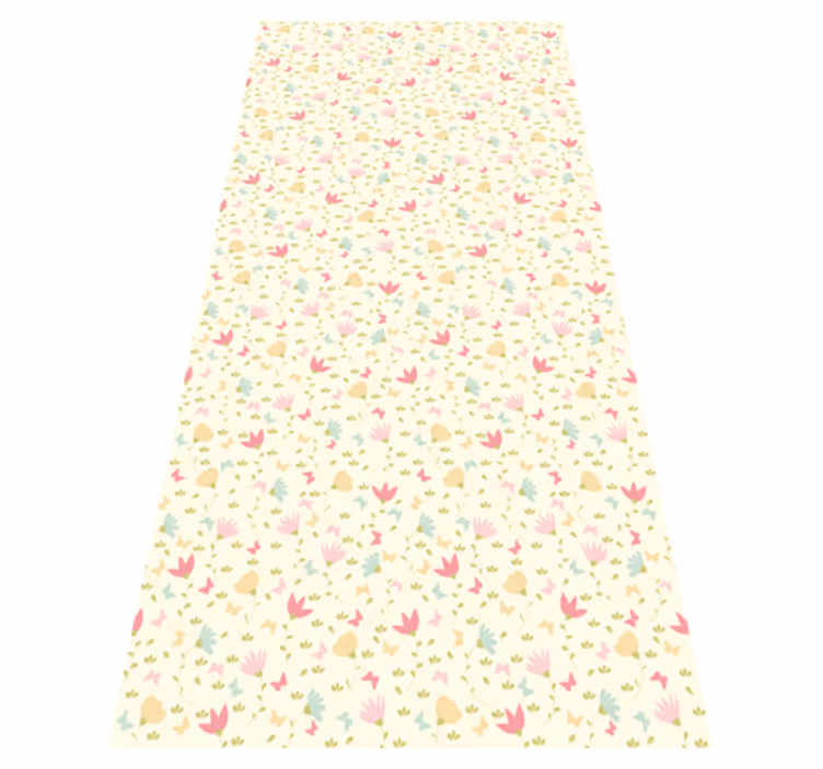 Vinyl teppich schlafzimmer mit blumen und schmetterlingen - TenStickers