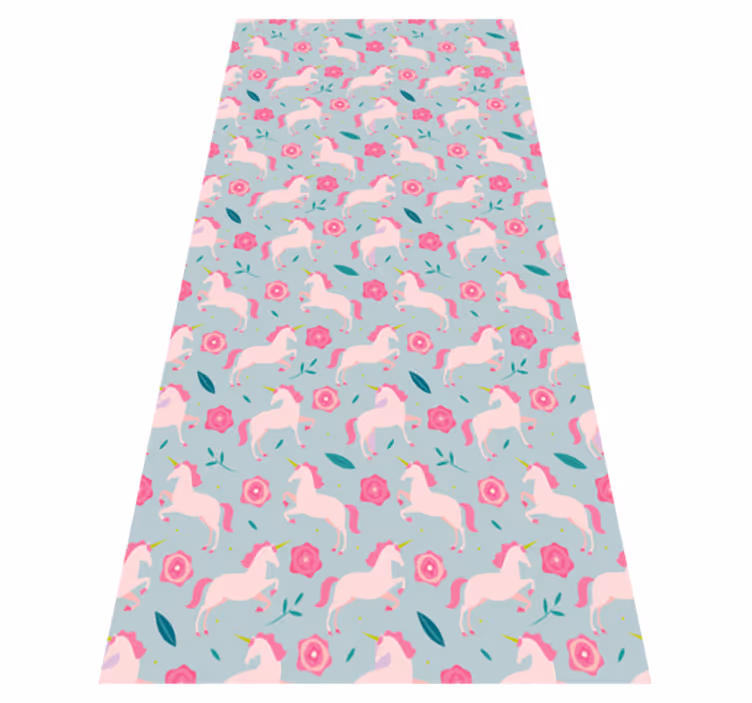 Vinyl teppich jugendzimmer mit einhorn blumenmuster - TenStickers