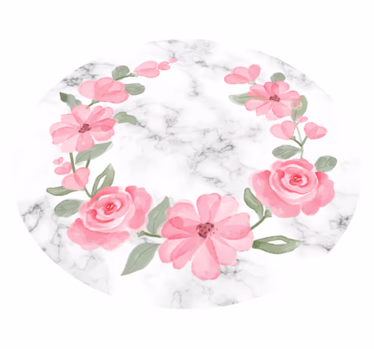 Vinyl teppich schlafzimmer mit blumenkranz und marmor - TenStickers