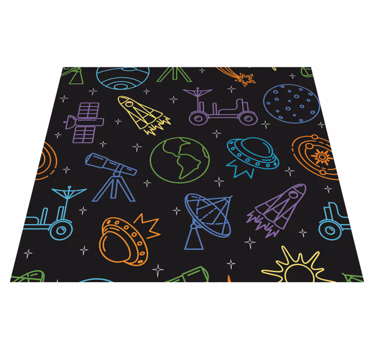 Vinyl teppich sterne mit weltraum icons - TenStickers