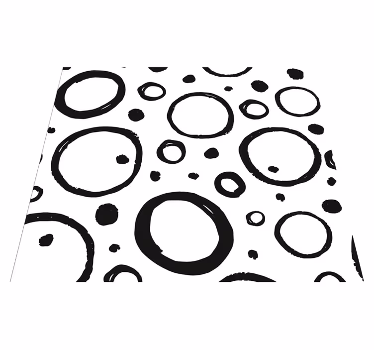 Vinyl teppich geometrisch rundes design schwarzweiß - TenStickers