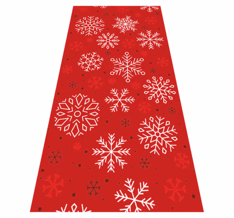 Vinyl teppich weihnachten schneeflocken auf rot - TenStickers