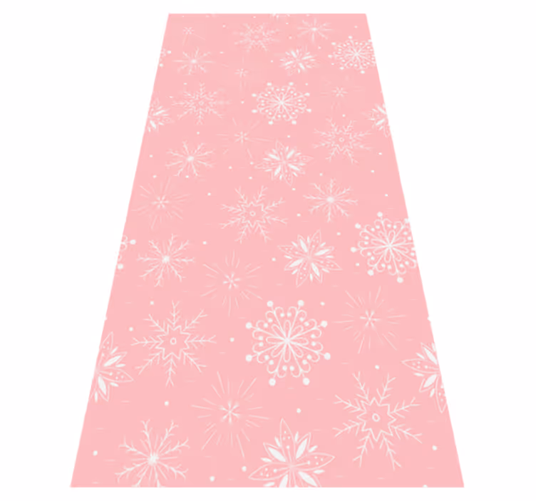 Vinyl teppich weihnachten weiße schneeflocken auf rosa - TenStickers