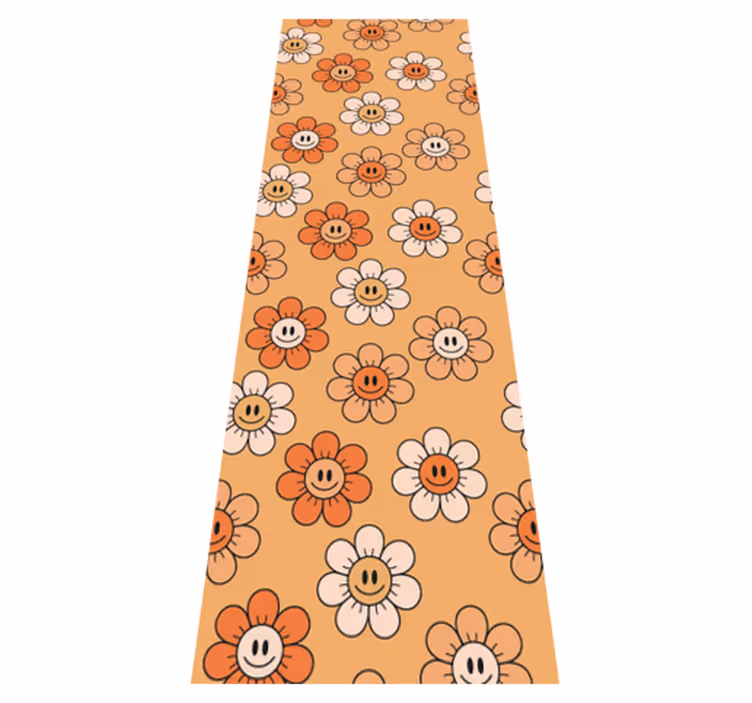Vinyl teppich schlafzimmer in orange mit smiley gesichtern - TenStickers