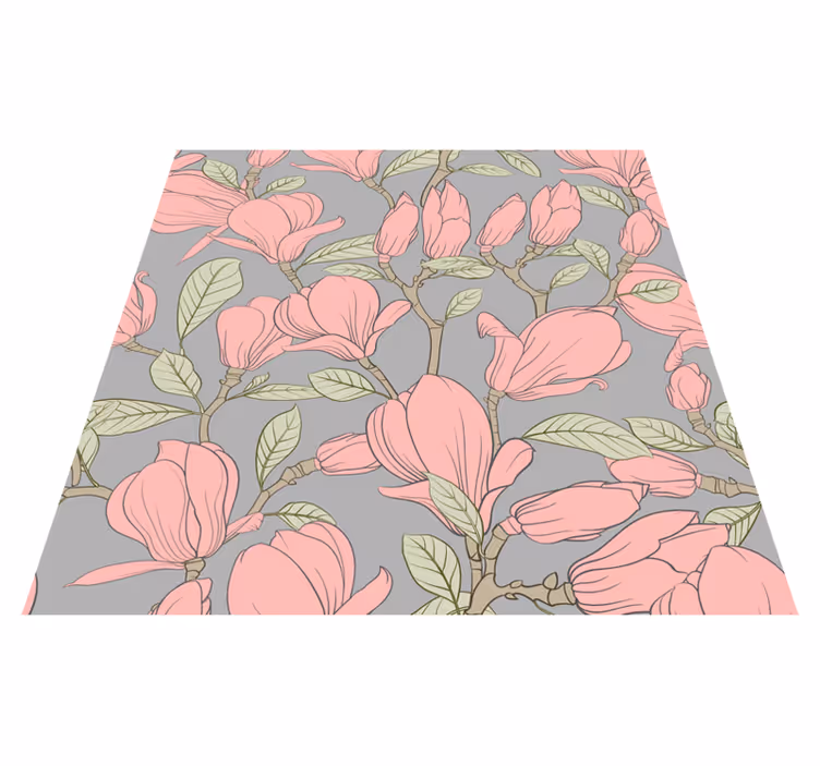 Vinyl teppich schlafzimmer mit rosa blumen und blättern - TenStickers