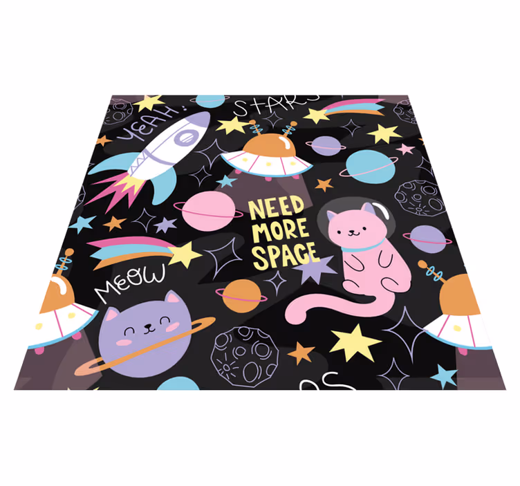Vinylteppich kindlich katzen im weltraum - TenStickers