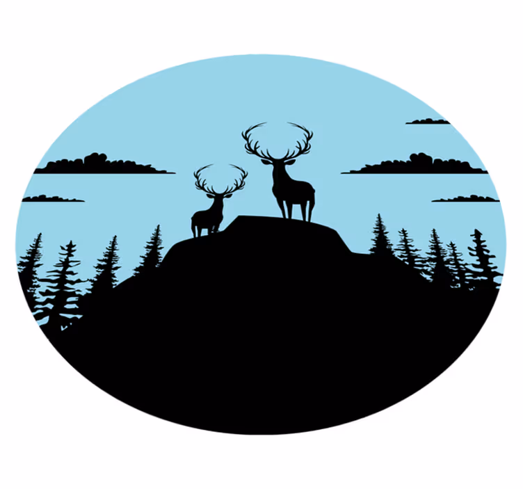 Vinyl teppich natur gebirge mit rehen - TenStickers