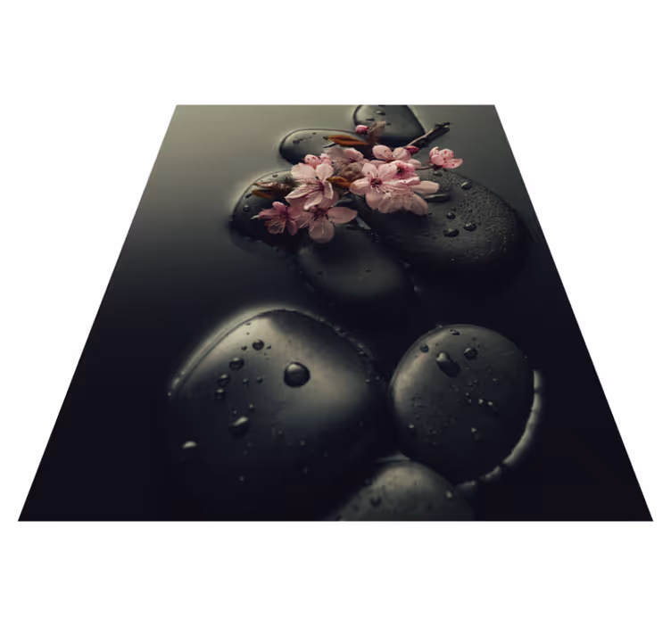 Vinyl teppich natur zen ambiente mit stein für wc - TenStickers