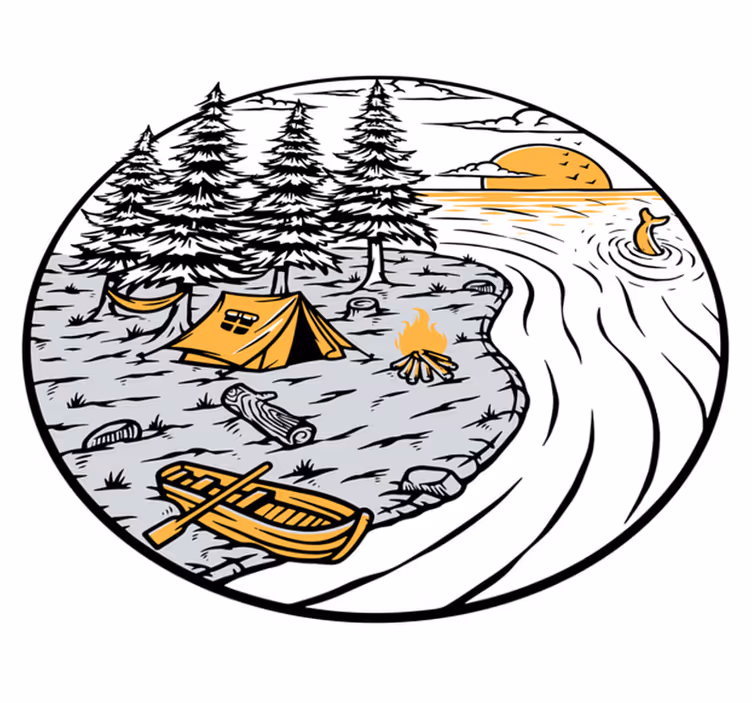 Vinyl teppich natur wohnmobil gelb landschaft emblem - TenStickers