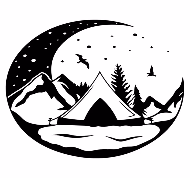 Vinyl teppich natur berge und mondnacht - TenStickers