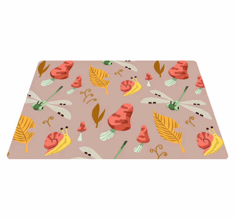 Vinyl teppich natur mit herbstflora und -fauna muster - TenStickers