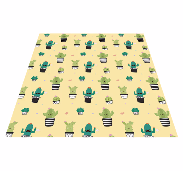 Vinyl teppich blumen mit kaktus zeichnung muster - TenStickers