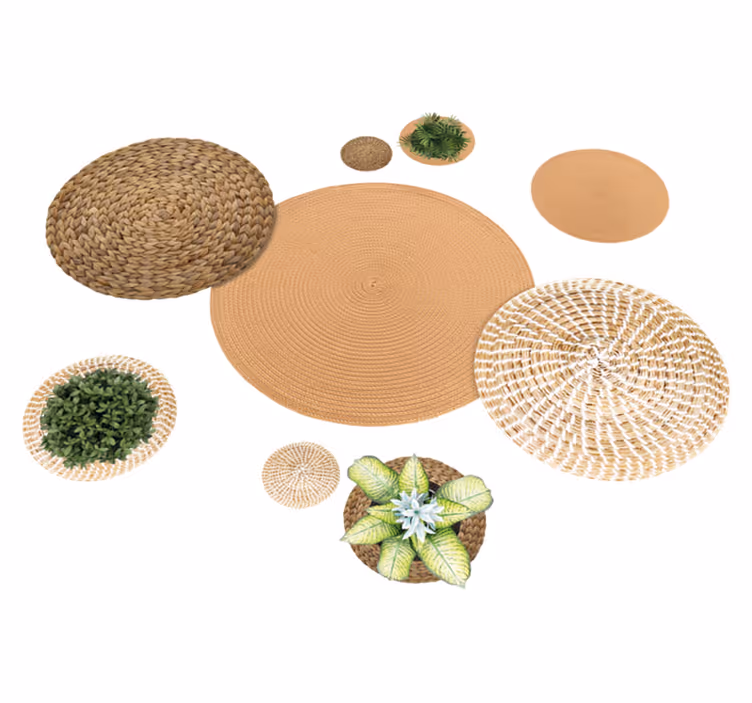 Vinyl teppich blumen garten und korbweide - TenStickers