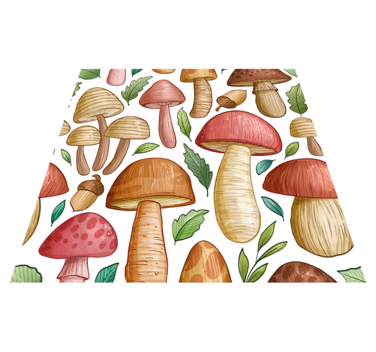 Vinyl teppich blumen mit buntem pilzmuster - TenStickers
