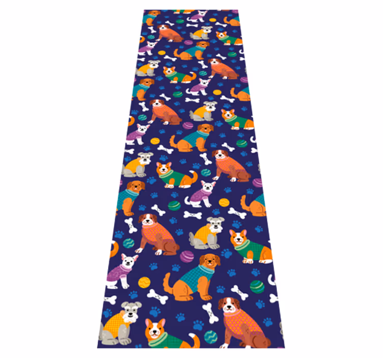 Vinyl teppich schlafzimmer mit buntem hundemuster - TenStickers