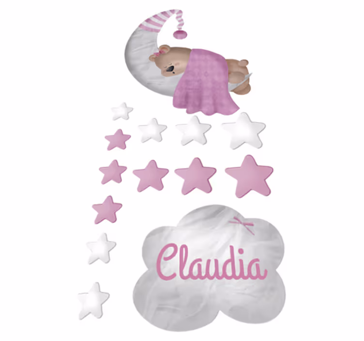 Vinyl teppich kinderzimmer wolkenbär mit namen - TenStickers