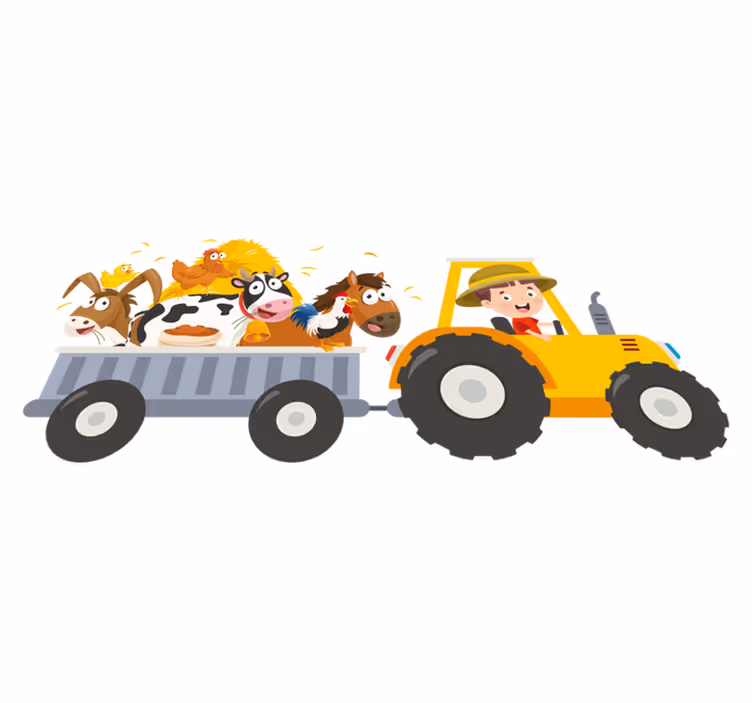 Vinyl teppich kinderzimmer kleiner bauer mit tieren - TenStickers