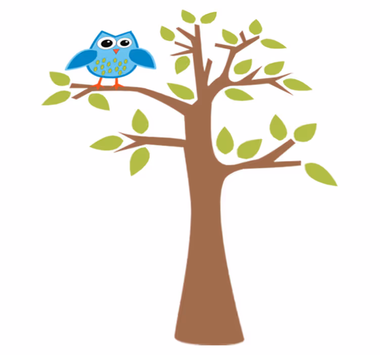 Vinyl teppich kinderzimmer baum mit blauer eule - TenStickers