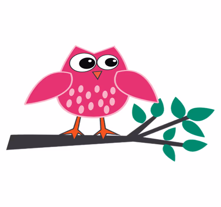 Vinyl teppich kinderzimmer rosa eule auf einem ast - TenStickers