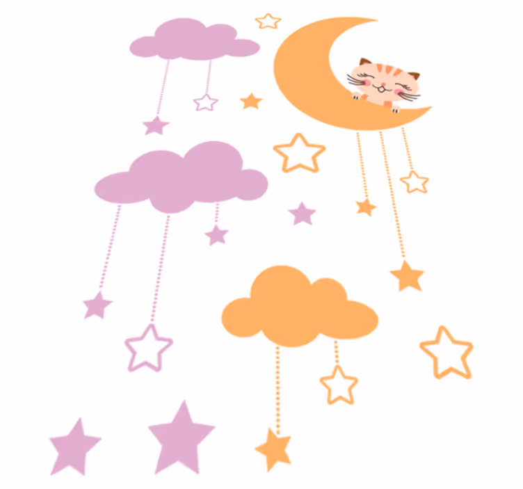 Vinyl teppich kinderzimmer mit katzenmond aufkleber - TenStickers