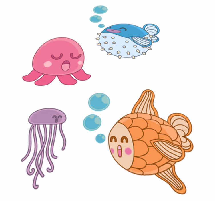 Vinyl teppich kinderzimmer mit fischen illustration - TenStickers