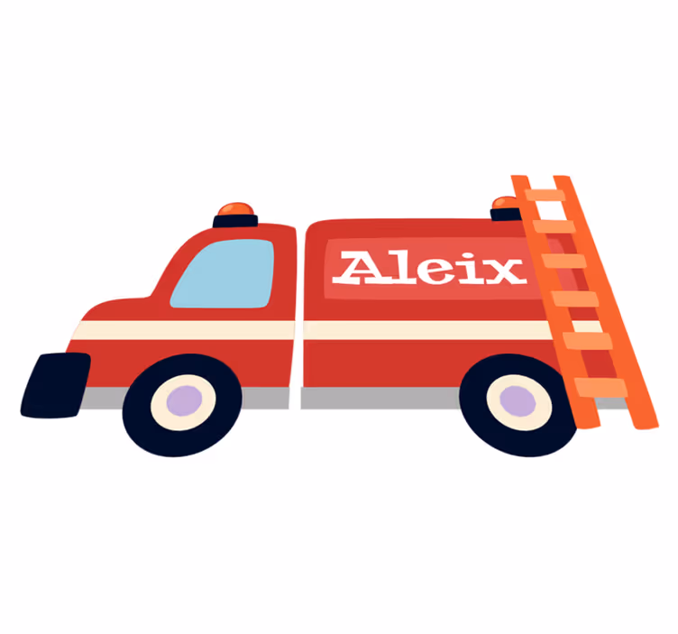 Vinyl teppich kinderzimmer feuerwehrwagen mit namen - TenStickers