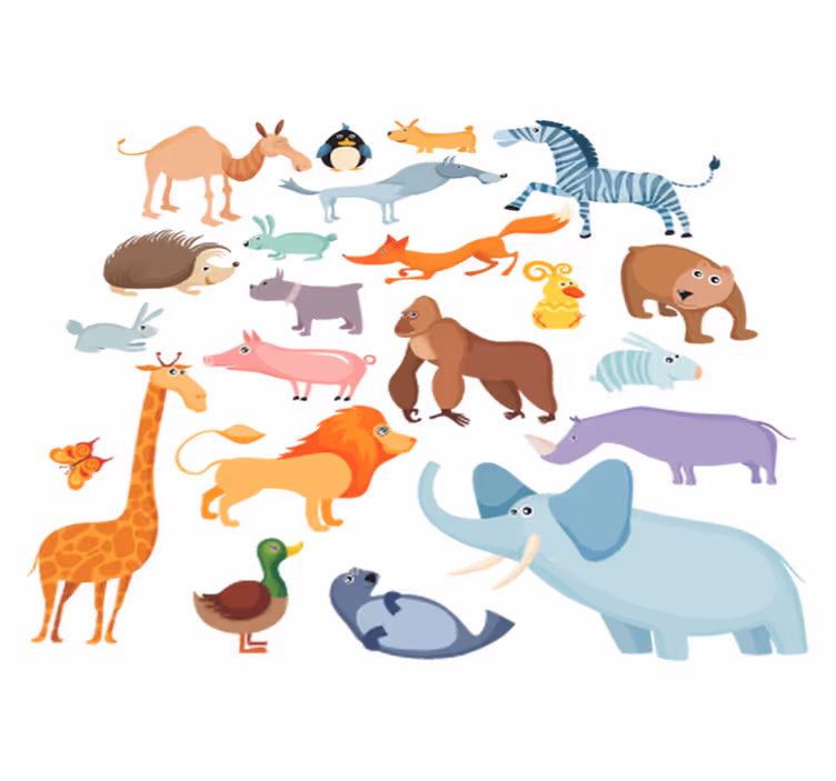 Vinyl teppich kinderzimmer mit wilden tierstickern - TenStickers