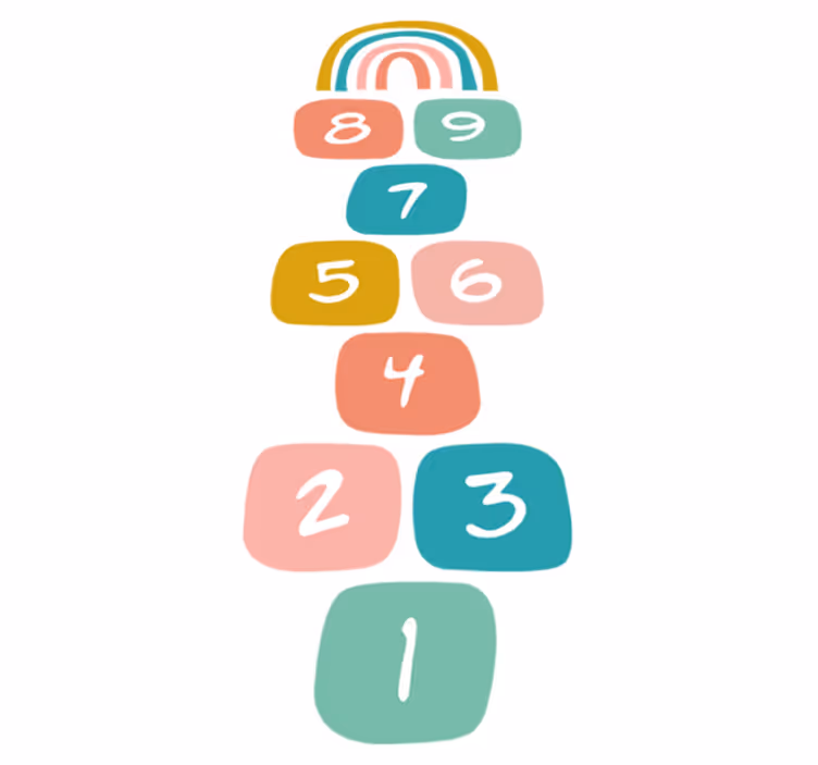Vinyl teppich kinderzimmer mit regenbogen-hüpfspiel - TenStickers