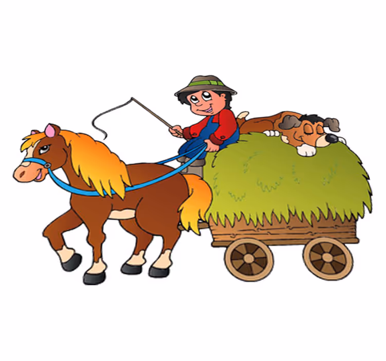Vinyl teppich kinderzimmer schaukelpferd mit wagen - TenStickers