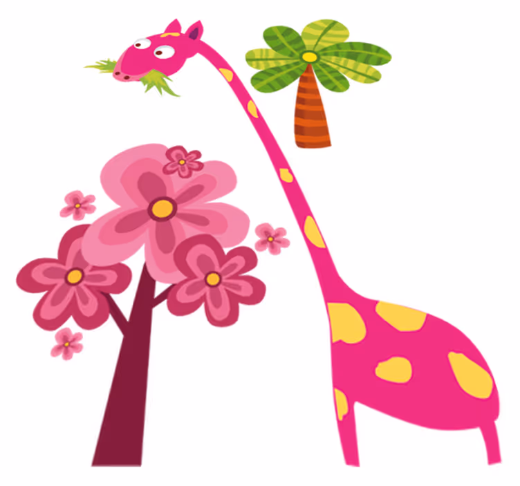Vinyl teppich kinderzimmer mit pinkem giraffenmotiv - TenStickers