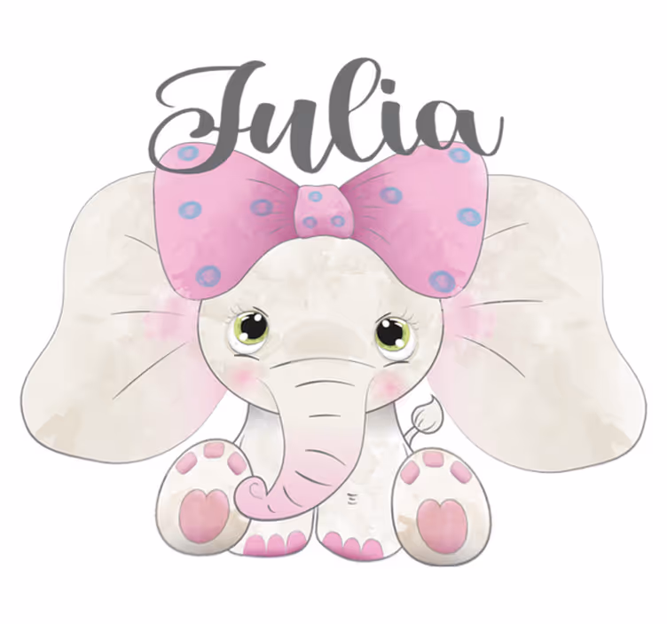 Vinyl teppich kinderzimmer elefant mit baby und namen - TenStickers