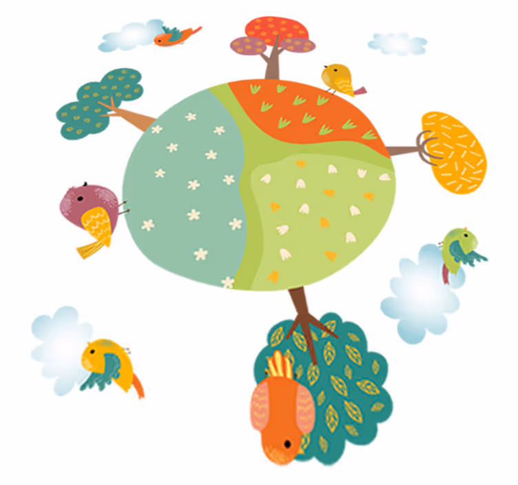 Vinyl teppich kinderzimmer mit tieren im kreis - TenStickers